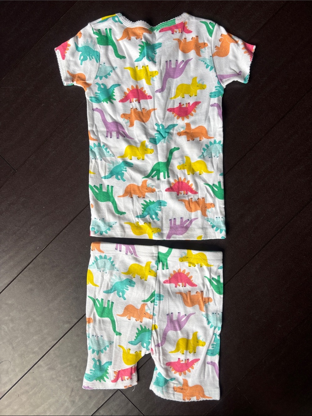 Carter's White Short-Sleeve Pajama Set with Multicolor Dinosaur Print - Picture 4 of 4